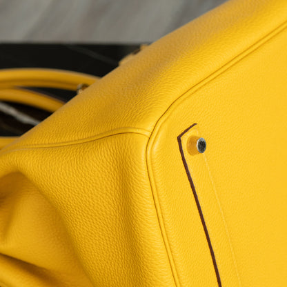 Hermes Birkin 35 Yellow Jaune Ambre Togo Handbag
