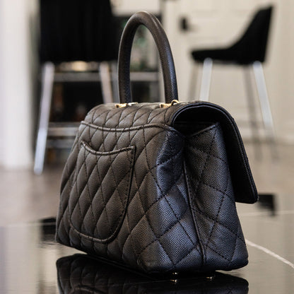 Chanel Coco Handle Black Caviar Leather Quilted Flap Bag
