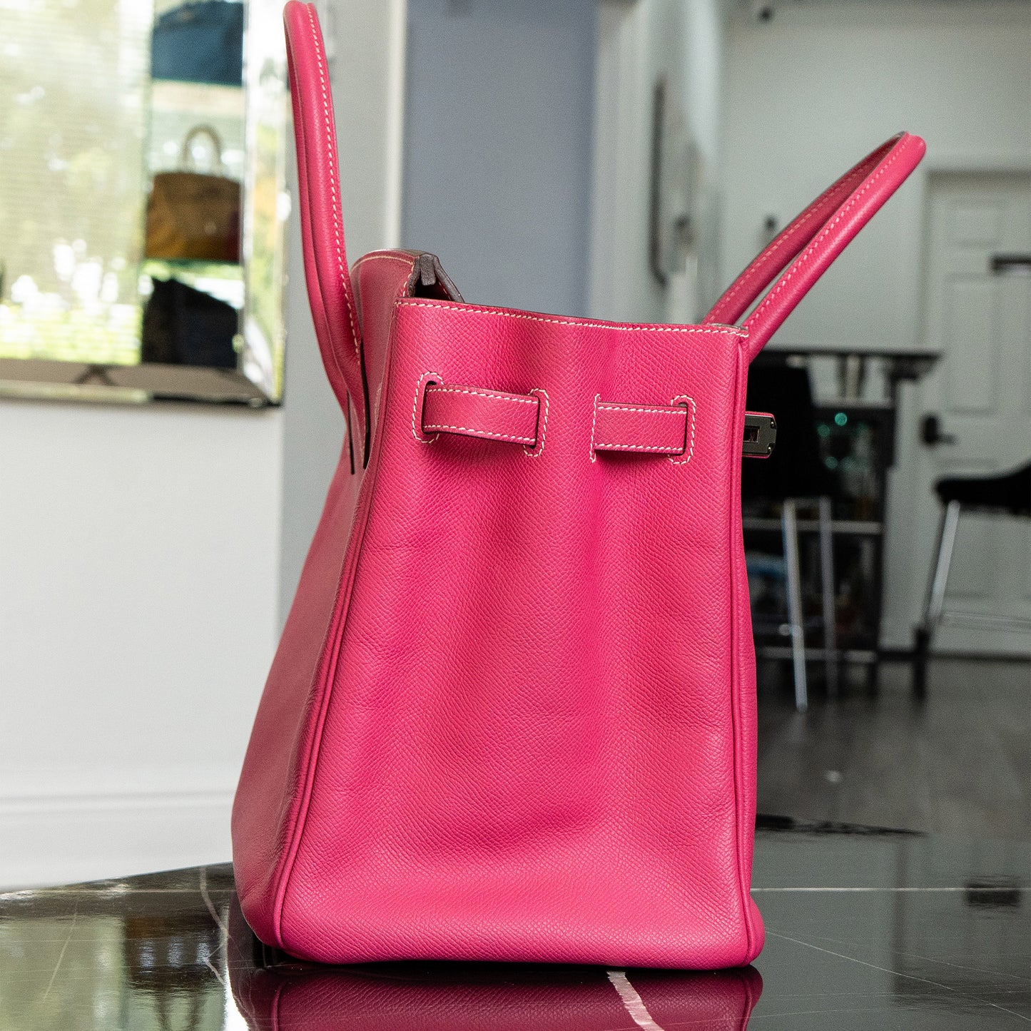 Preo-Owned Hermes Birkin 35 Rose Tyrien Handbag