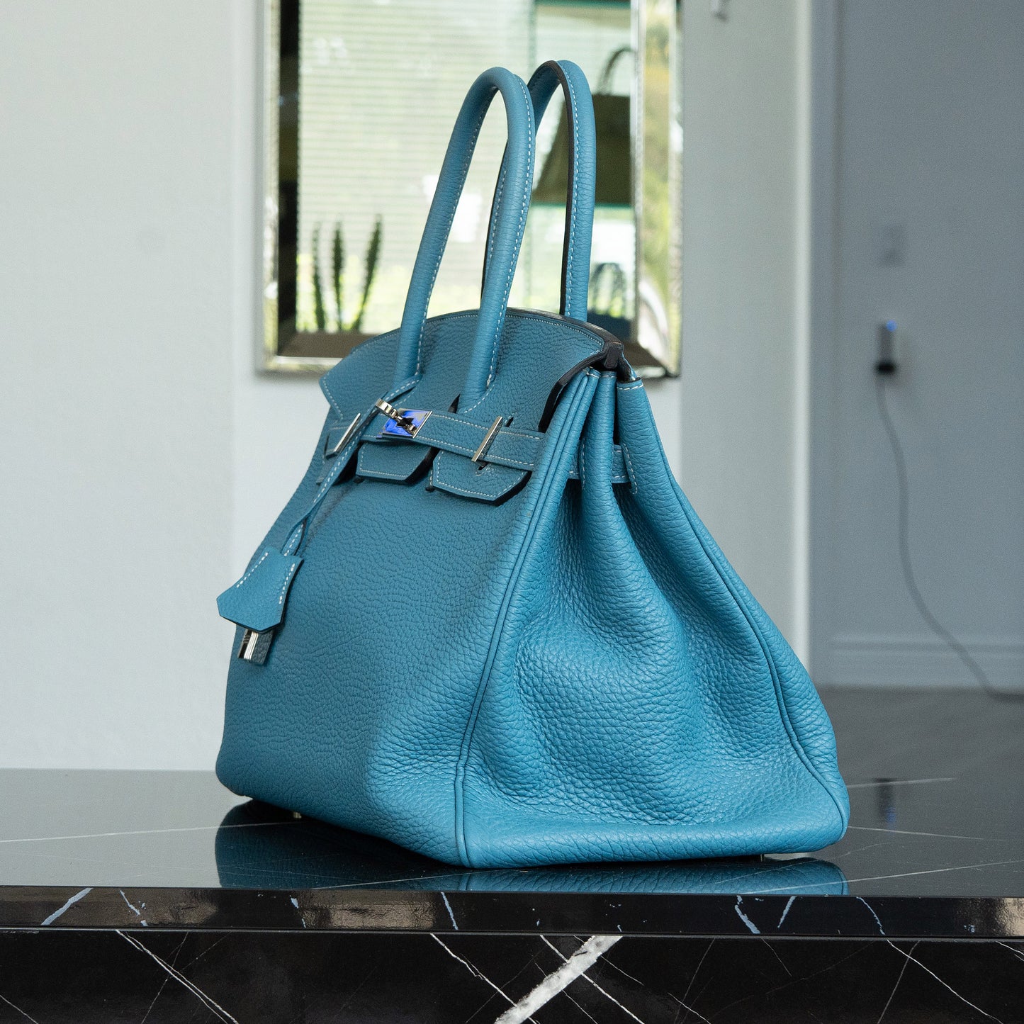 Hermes Birkin 35 Bleu Jean Togo Handbag