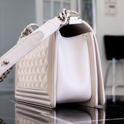 Chanel Boy Bag Light Gray Handbag