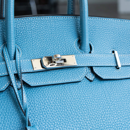 Hermes Birkin 35 Bleu Jean Togo Handbag