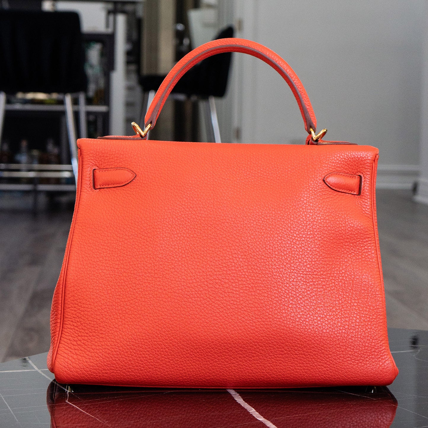 Hermes Kelly 32 Retourne Orange Handbag