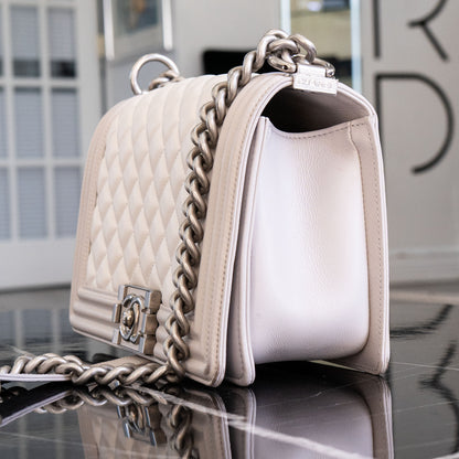 Chanel Boy Bag Light Gray Handbag