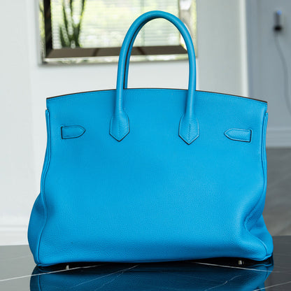 Hermès Birkin 35 Limited Edition Bleu Zanzibar Malachite Togo Handbag