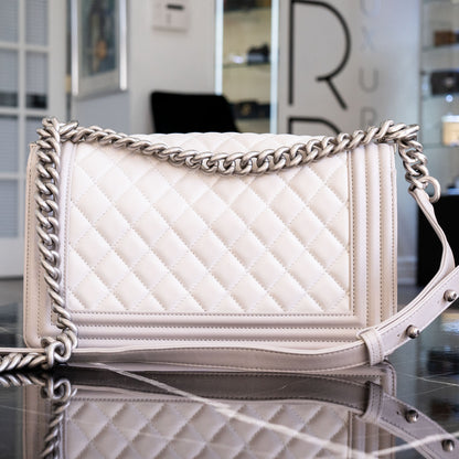 Chanel Boy Bag Light Gray Handbag