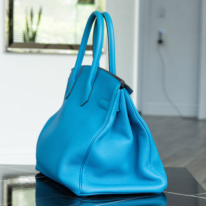 Hermès Birkin 35 Limited Edition Bleu Zanzibar Malachite Togo Handbag
