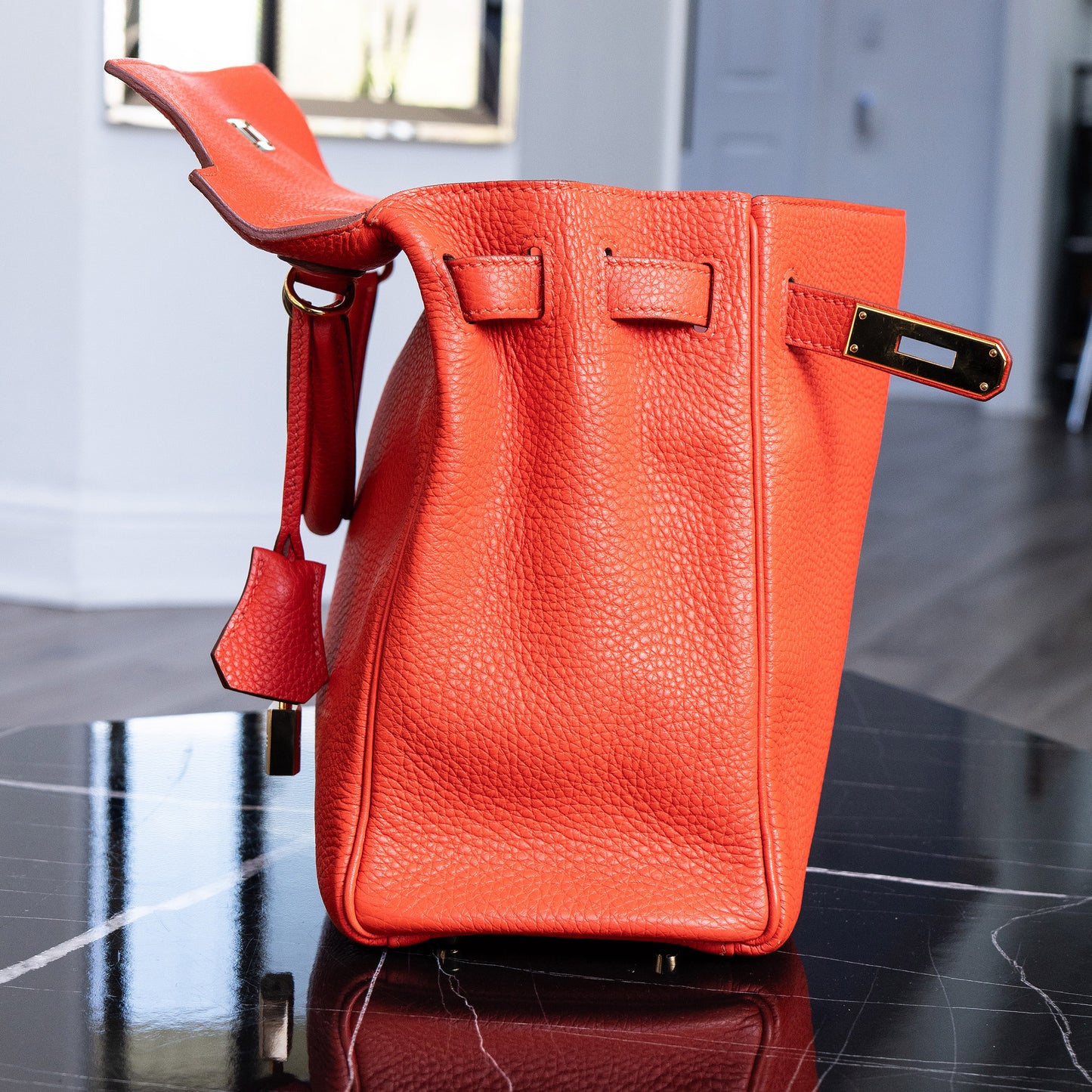 Hermes Kelly 32 Retourne Orange Handbag