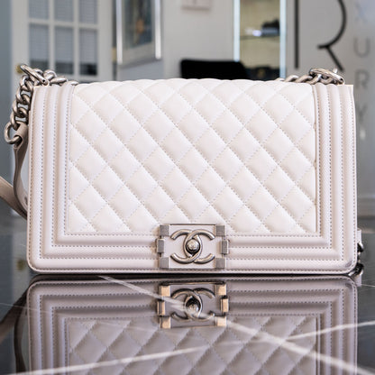 Chanel Boy Bag Light Gray Handbag