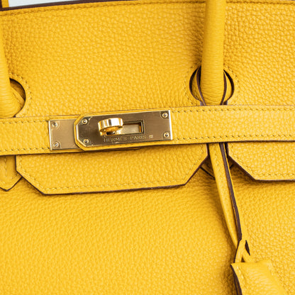 Hermes Birkin 35 Yellow Jaune Ambre Togo Handbag