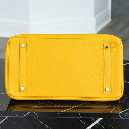 Hermes Birkin 35 Yellow Jaune Ambre Togo Handbag
