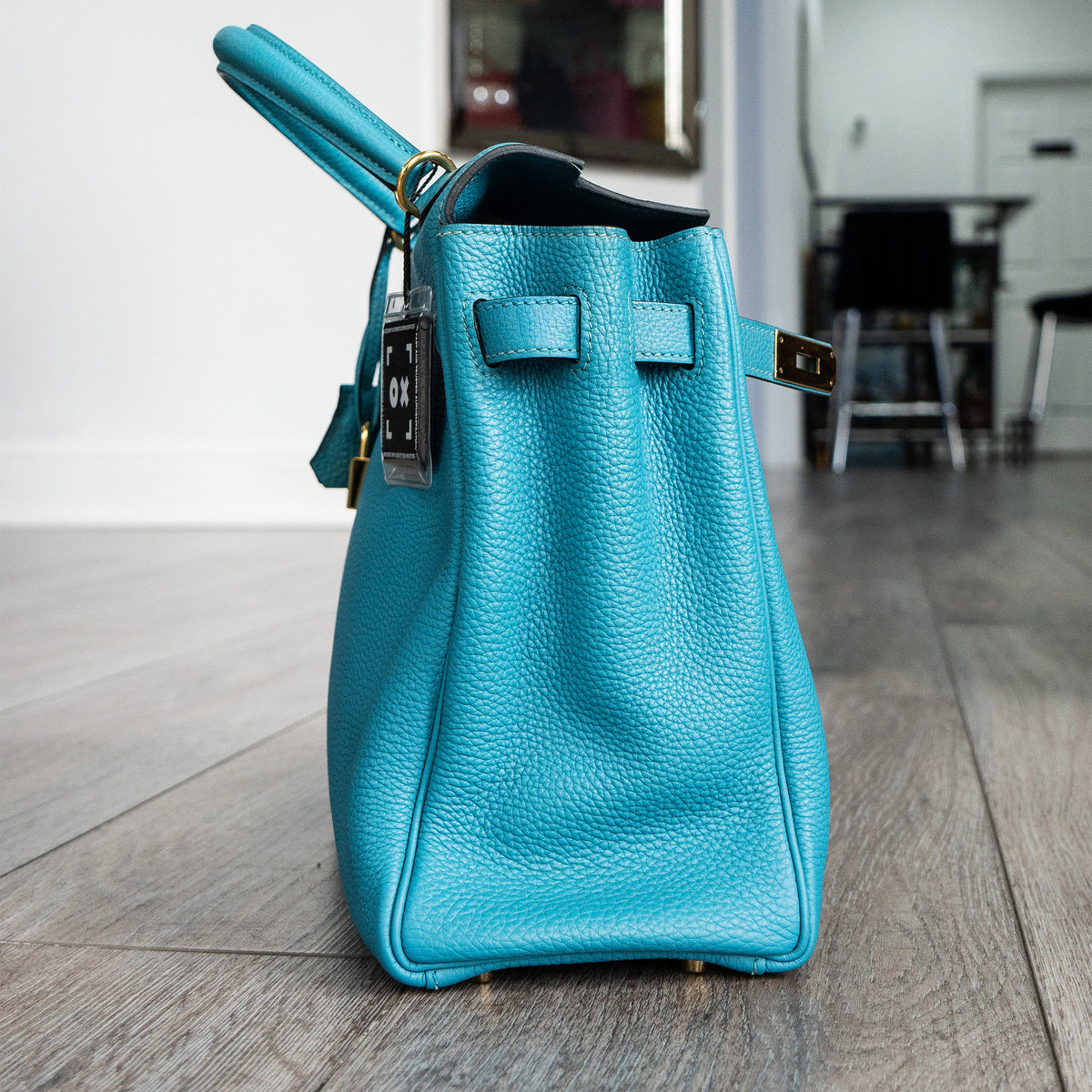 Pre-Owned Hermes Kelly 32 Blue Izmir Retourne Handbag