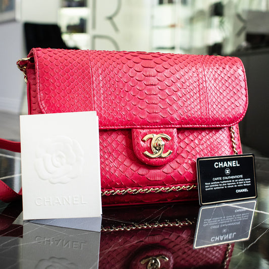 Chanel Python Unchained Pink CC Handbag