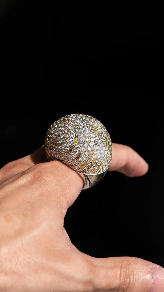 18K White Gold Large Cocktail Ring Natural Diamonds and Sapphires approx. 19 CTW