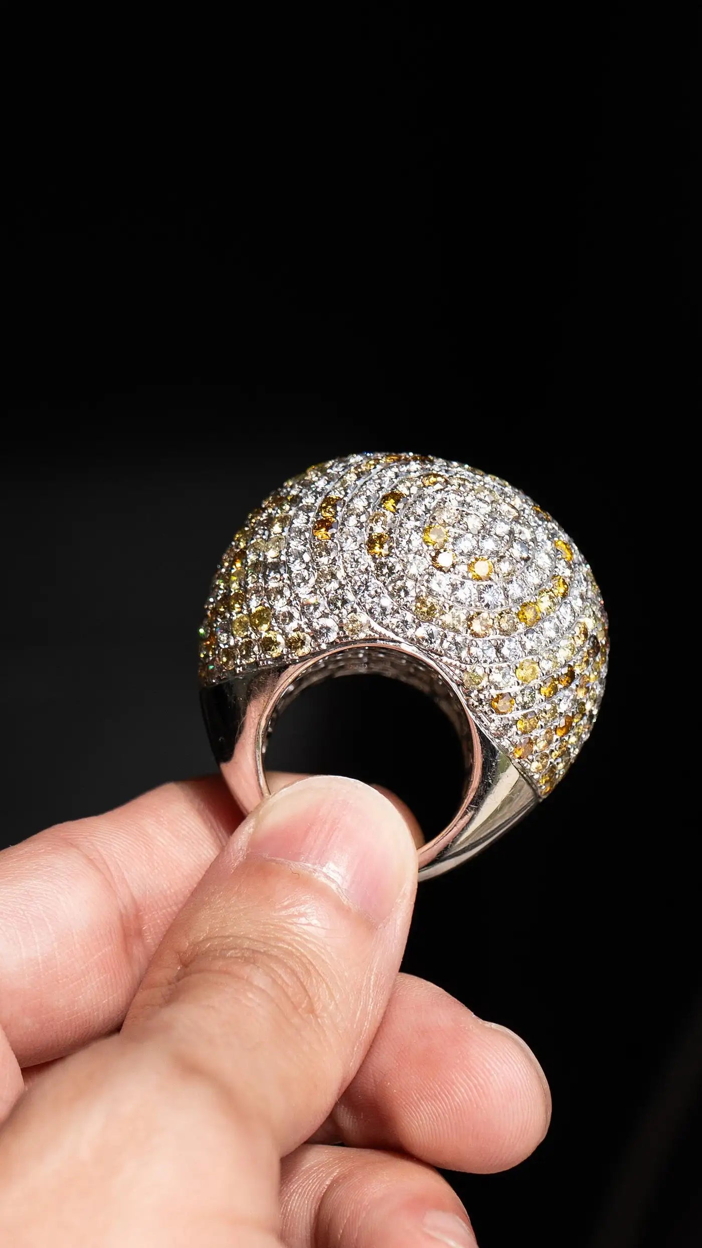 18K White Gold Large Cocktail Ring Natural Diamonds and Sapphires approx. 19 CTW