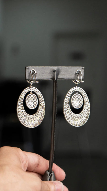 18k WG Pave Diamond Drop Earrings - Approx 19 Carats of Natural Diamonds