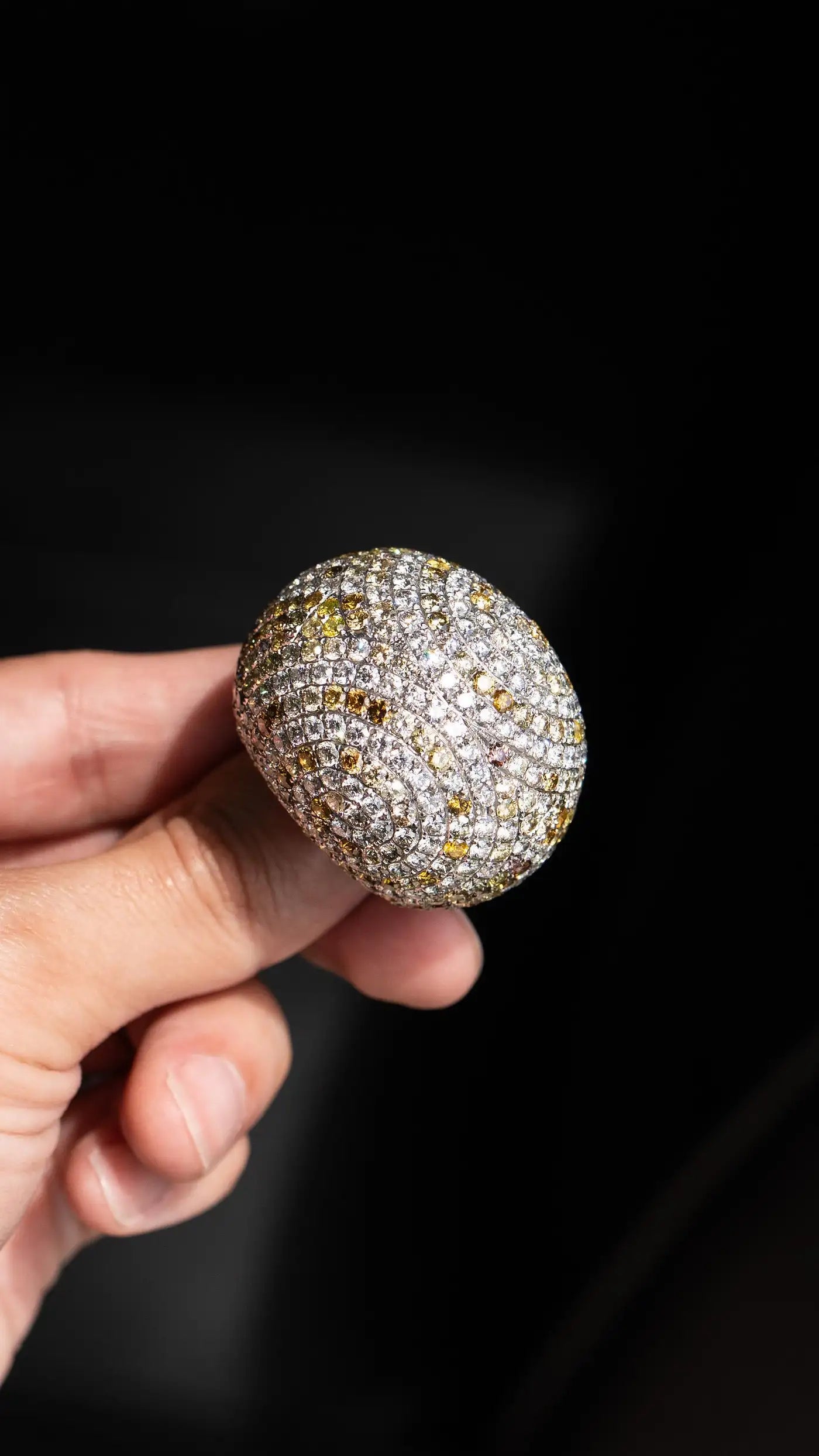 18K White Gold Large Cocktail Ring Natural Diamonds and Sapphires approx. 19 CTW