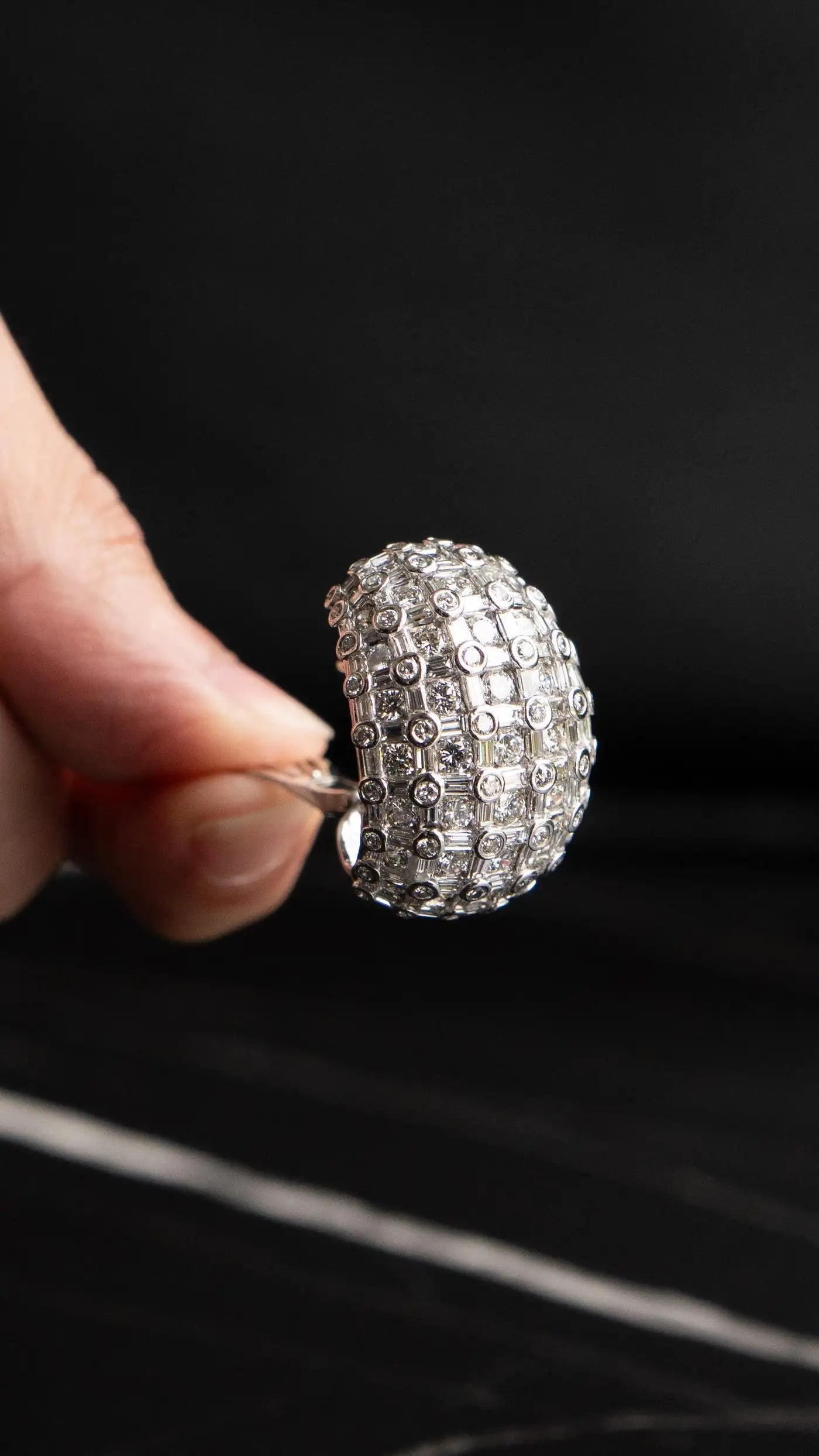 18k White Gold Natural Diamond Round and Baguette Large Huggy Earrings - 20CTW