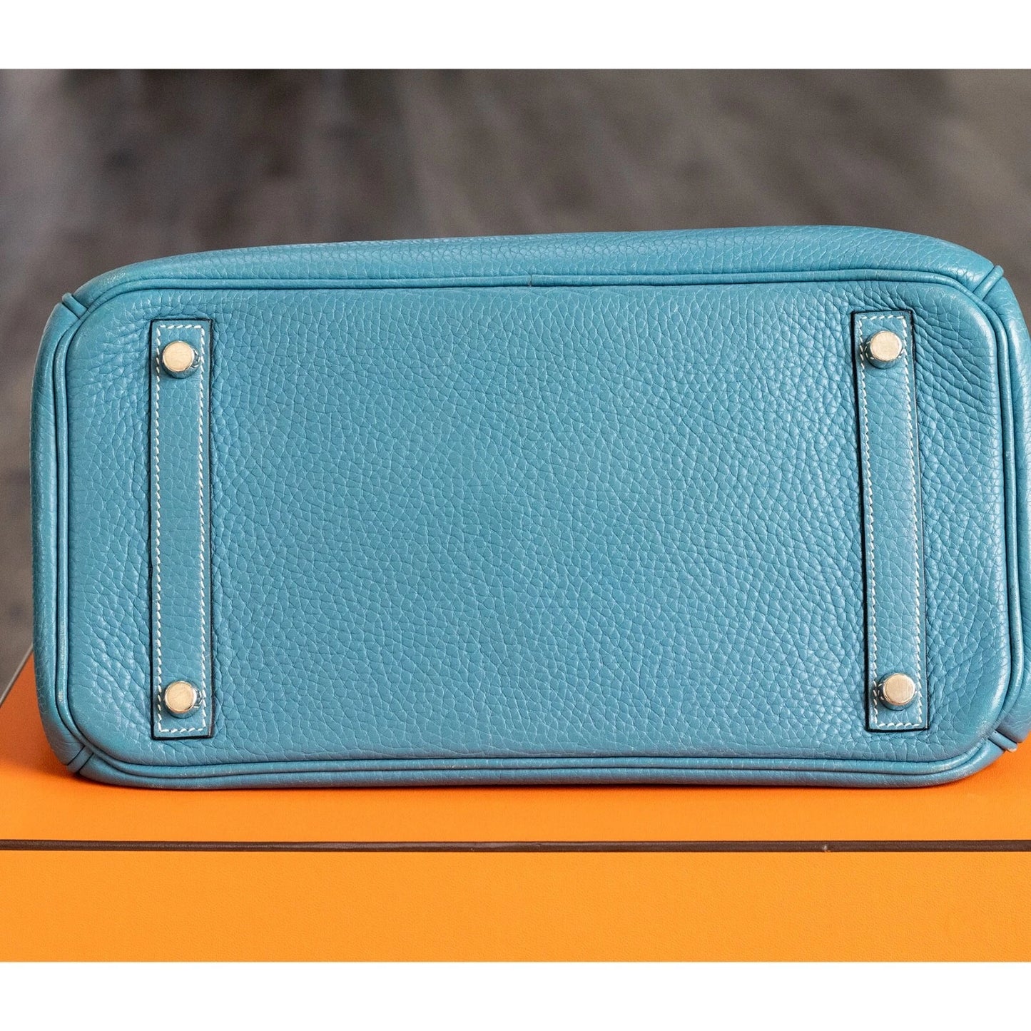 Hermes Birkin 30 Blue Jean Togo Palladium Handbag W/ Dustbag and COA