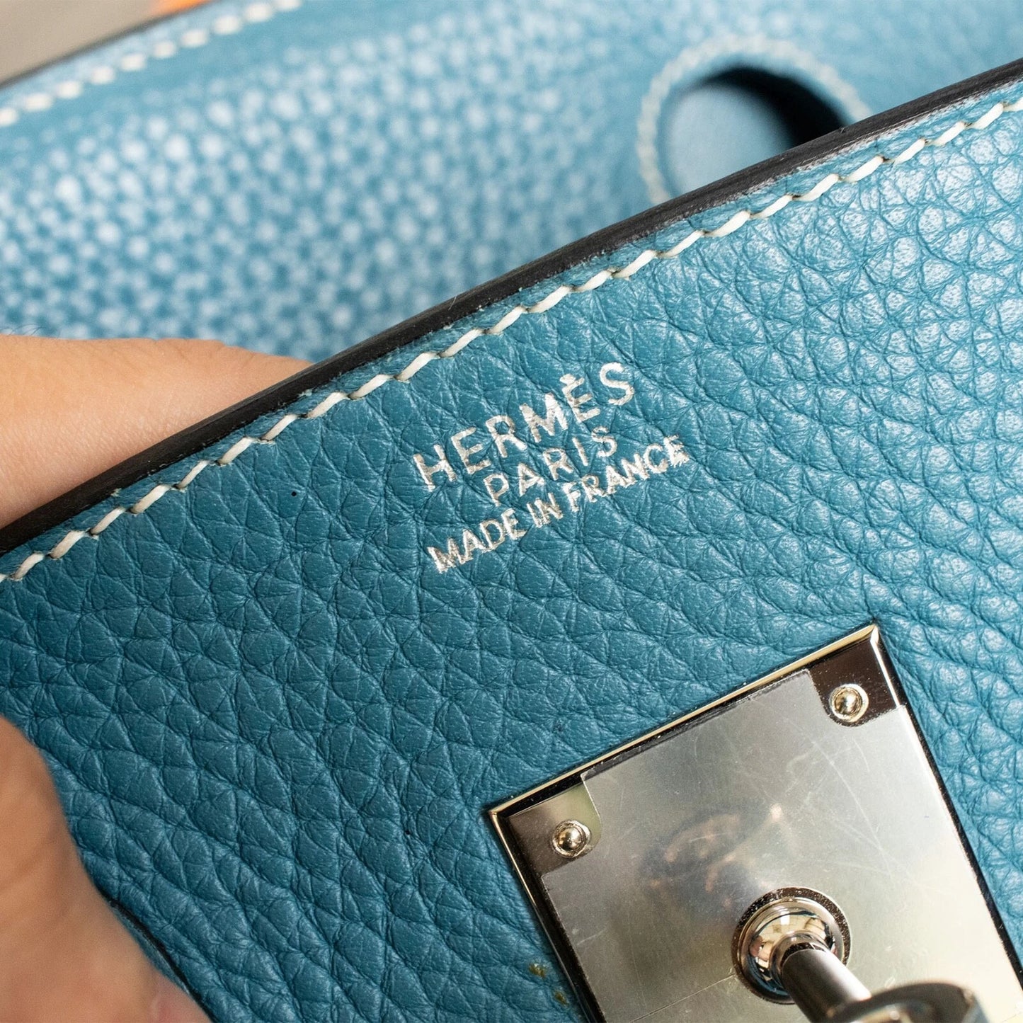 Hermes Birkin 30 Blue Jean Togo Palladium Handbag W/ Dustbag and COA