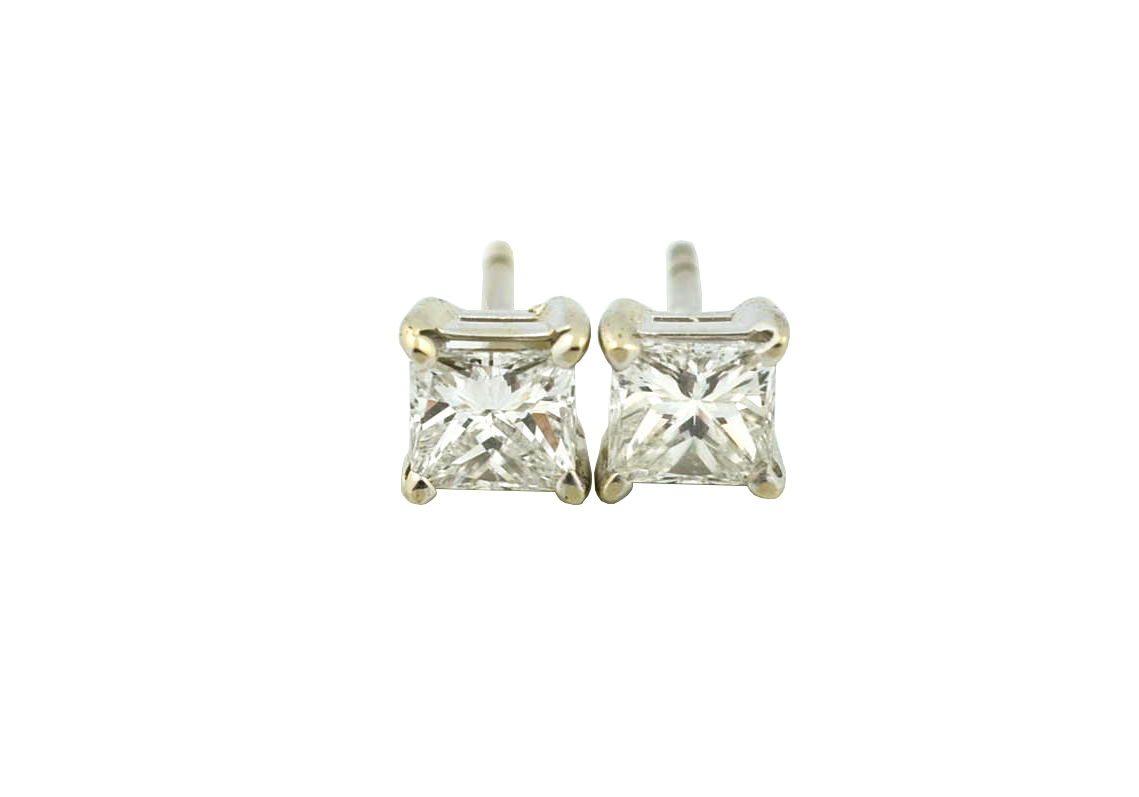 Pre Owned Diamond Stud Earrings Princess Cut 60ctw Boca Raton Pre Owned Diamond Stud Earrings Princess Cut 60ctw