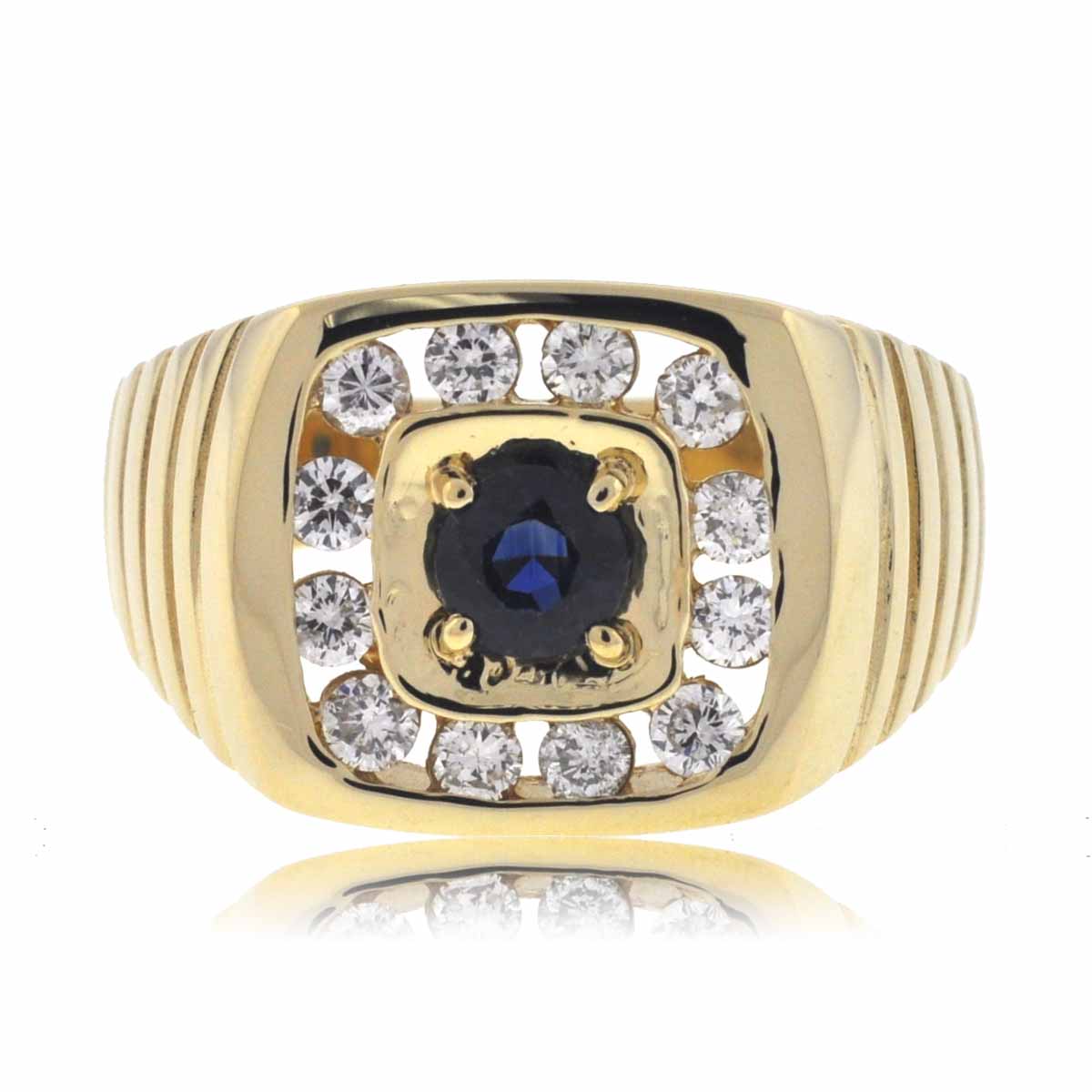14k Yellow Gold Sapphire & Diamonds Mens Ring - Boca Pawn | Boca Raton Pawn