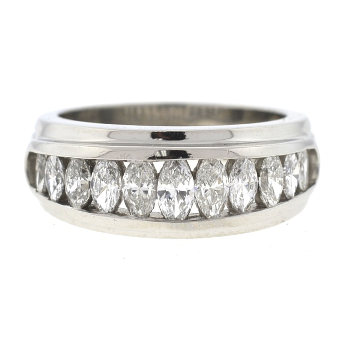 Platinum Marquise Diamond Men's Wedding Band Ring Boca
