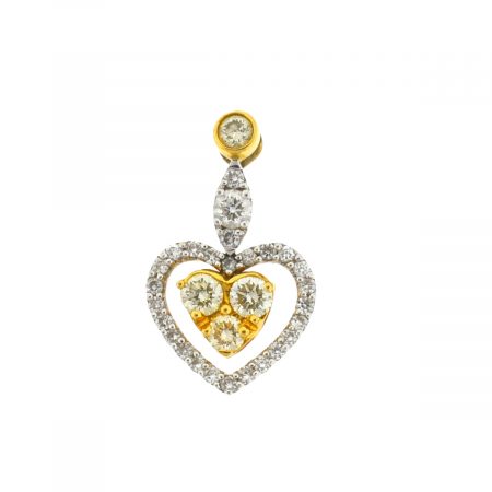 18k Two-Tone Diamond Heart Pendent 1.25 Cts