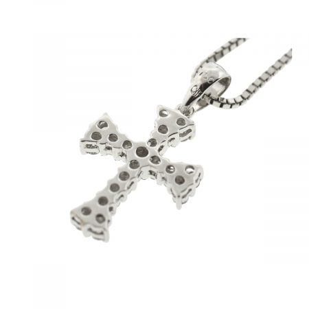 18k White Gold Diamond Cross Necklaces .50 Cts