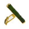 18k Yellow Gold Green Jade Bamboo Style Cufflinks 
