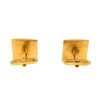 Stainless Steel Gold Plated Square Center Pearl Cufflinks