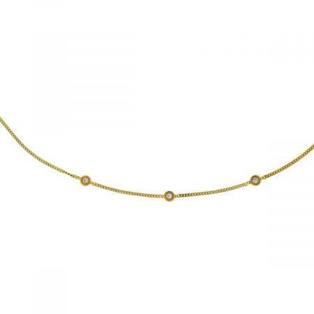 18k Yellow Gold Diamond Curb Chain Necklace Approx .30 TCw