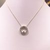 14k Yellow Gold Diamond Circle Pendant Chain Necklace