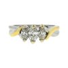 14k Two Tone Three Stone Marquise Diamond Ladies Ring Approx 1.05 TCW 