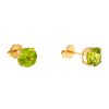 14k Yellow Gold Green Stone Stud Earrings 