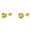 14k Yellow Gold Green Stone Stud Earrings 