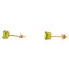 14k Yellow Gold Green Stone Stud Earrings 