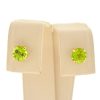 14k Yellow Gold Green Stone Stud Earrings 