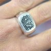 David Yurman Wide Pave Black Diamonds Signet Sterling Silver .925 Mens Ring