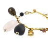 Chanel Gold Tone CC Logo Crystal Charms No 5 Clover Stone Gems Quartz Bracelet