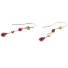 14k Rose Gold Diamond Ruby Single Cut Dangle Earrings