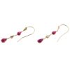 14k Rose Gold Diamond Ruby Single Cut Dangle Earrings