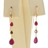 14k Rose Gold Diamond Ruby Single Cut Dangle Earrings