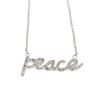 14k White Gold "PEACE" Diamond Pendant Necklace 