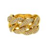 18k Yellow Gold Wide Cuban Link Pave Diamond Ring