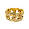18k Yellow Gold Wide Cuban Link Pave Diamond Ring