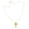 14k Yellow Gold Two Tone Cross Pendant Necklace 