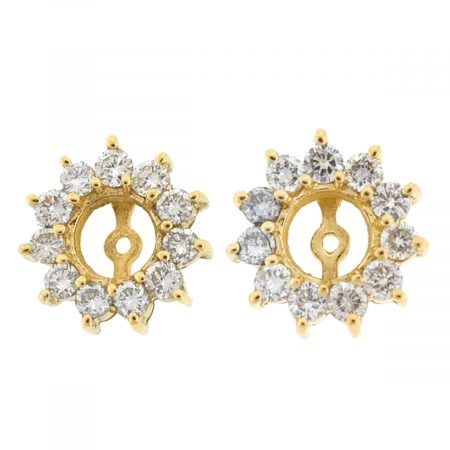 14k White Gold Diamond Flower Earring Jackets Approx.77 Tcw