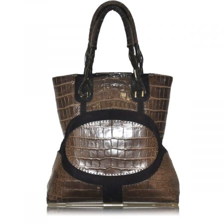 VBH Alligator Skin Brown Jumbo Tote Shopper Handbag