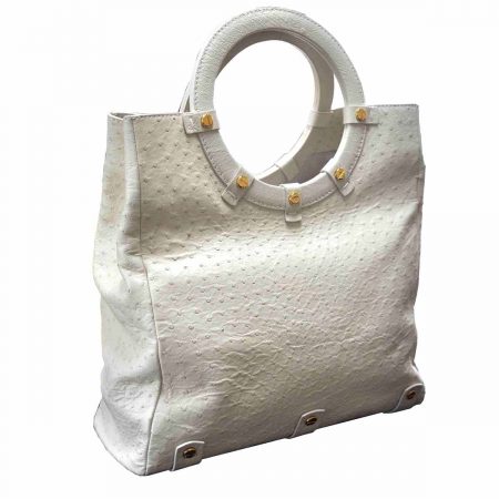 Authentic VBH Jumbo Ostrich Leather Off-White Handbag